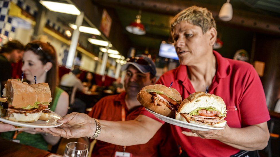 A waitress in Toronto last month