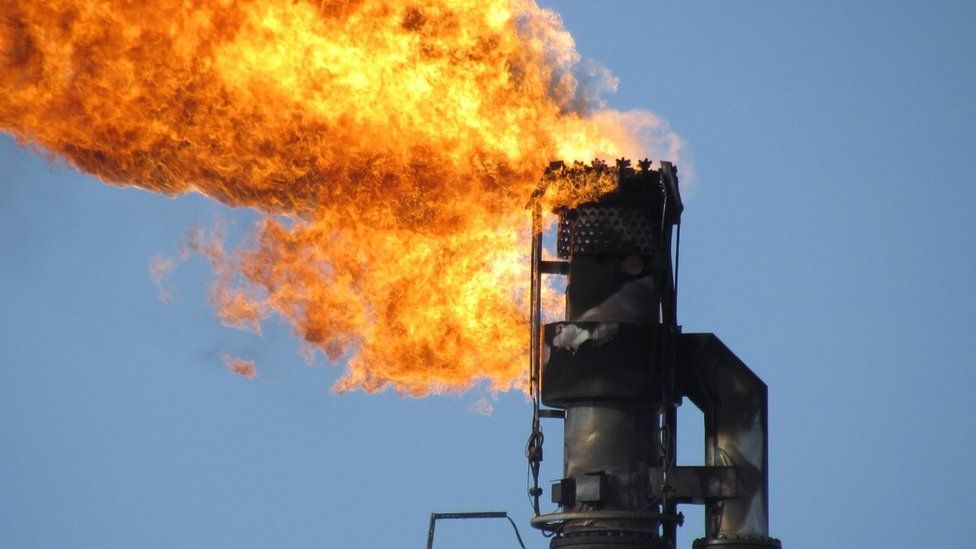 Torch on oil field