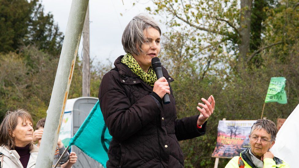 A picture showing Sarah Finch who has campaigned against the oil wells at Horse Hill since 2012